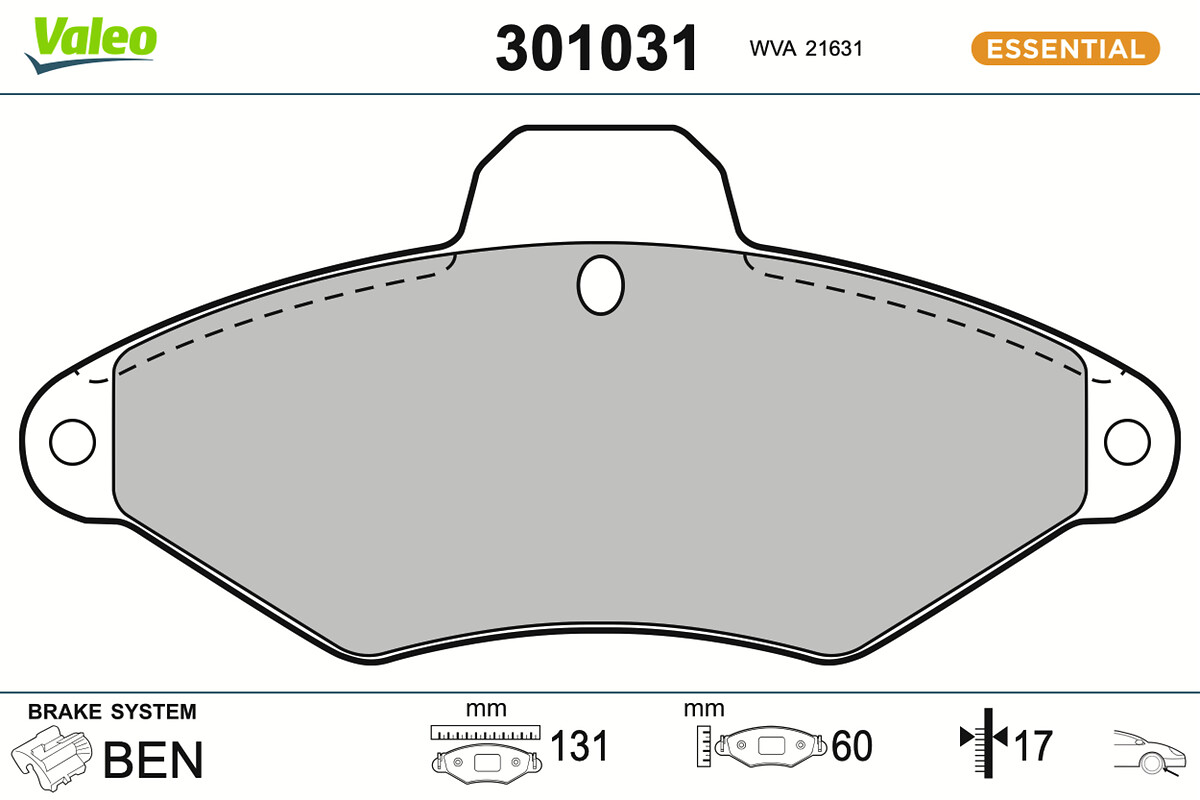 Jeu de 4 plaquettes de frein VALEO ref. 301031